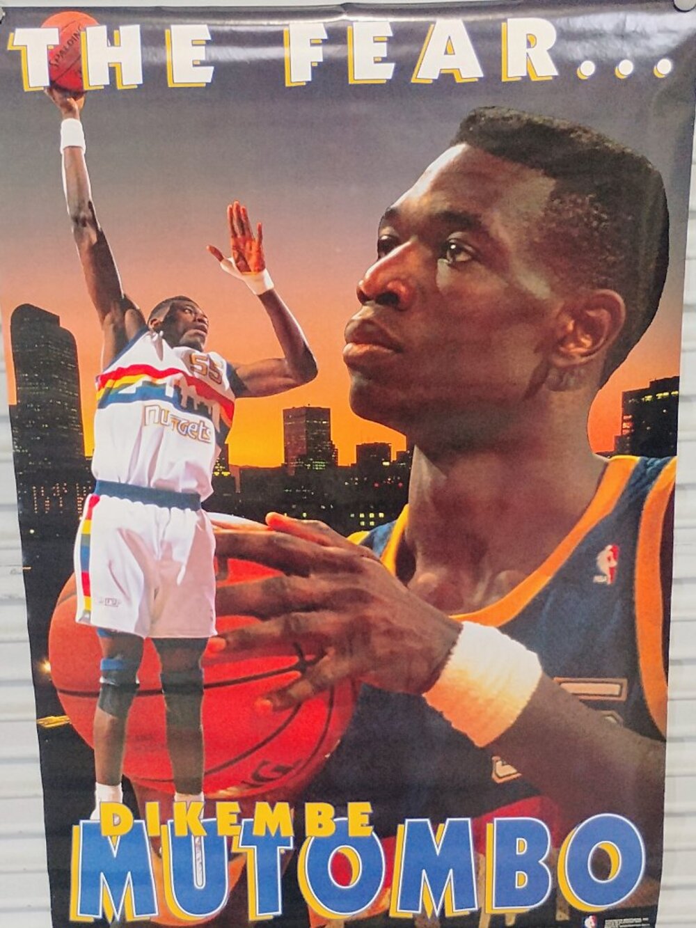 Dikembe Mutombo THE FEAR Denver Nuggets NBA Rare VTG 92 Costacos Poster 23x35